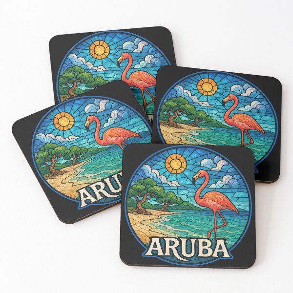 Item preview, Aruba Island Flamingo Stained Glass Travel designed and sold by TomFrontierArt.