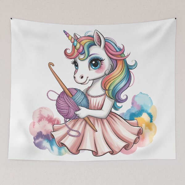 Item preview, Unicorn Crocheting  with Rainbow Yarn designed and sold by jkrphoto.