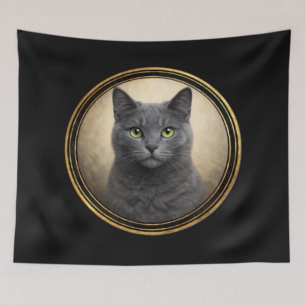 Item preview, Russian Blue Poise – Realistic Cat Circle Art designed and sold by TheJoyfulPen.