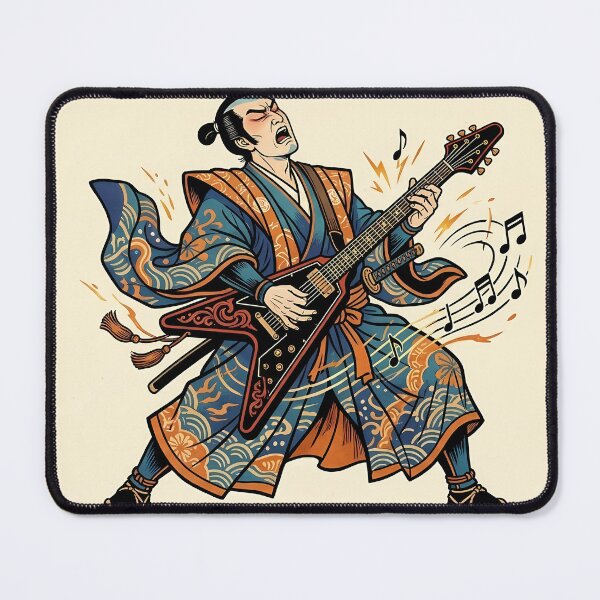 Item preview, Guitar Samurai Ukiyo-e Japanese Rock Star Art designed and sold by TokyoInkWorks.