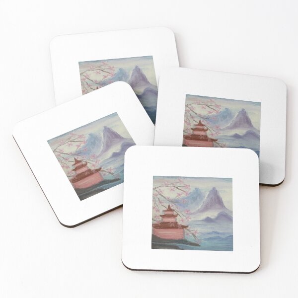 Item preview, Japanese Temple with Cherry Blossoms designed and sold by LeftSidedArt.