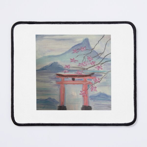 Item preview, Japanese Shinto Shrine with Cherry Blossoms designed and sold by LeftSidedArt.