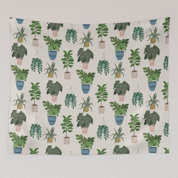Item preview, Lush Potted Houseplants Hand-Painted Seamless Pattern designed and sold by Seamlessly Buffalo.