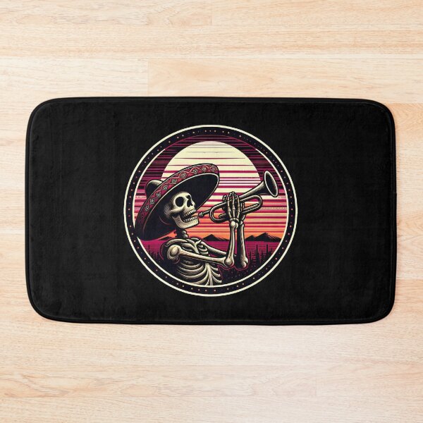 Item preview, Vintage Skeleton Trumpet Player - Retro Sunset Mariachi designed and sold by GREENZ0NE.