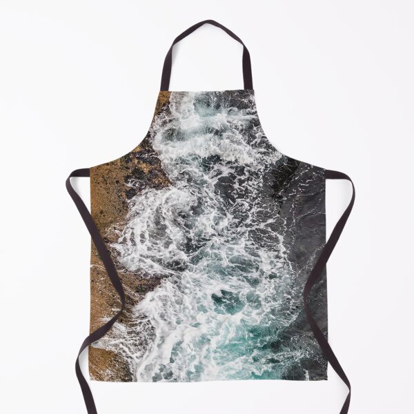 Item preview, Aerial View of Ocean Waves Crashing on Orange Rocky Shore designed and sold by LRPhotoart.
