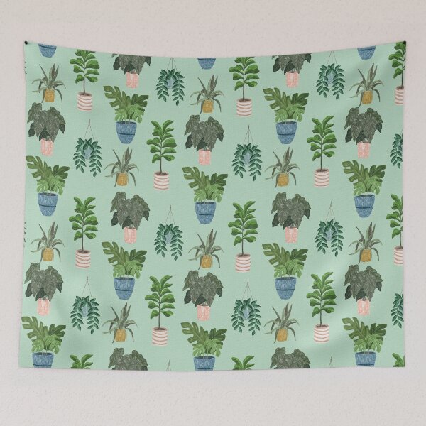 Item preview, Lush Potted Houseplants Hand-Painted Seamless Pattern designed and sold by Seamlessly Buffalo.