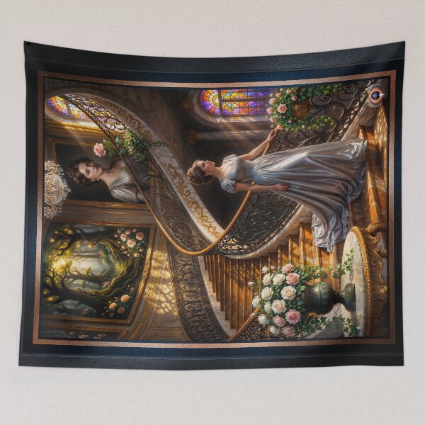 Item preview, Thalina Caelum Descending Lunaris Vestibule Grand Staircase Enchanting AI Concept Art by Xzendor7 designed and sold by Xzendor7 Digital Art Creations.