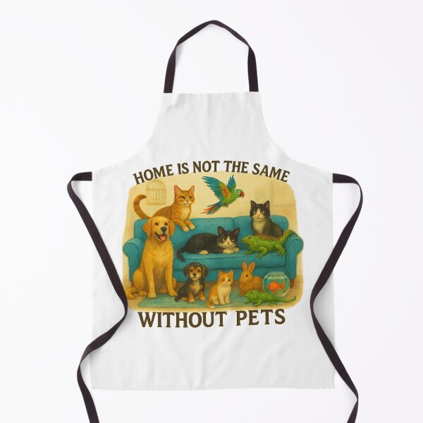 Item preview, Home Is Not the Same Without Pets – Colorful Cozy Living Room Pet Art Featuring Dogs, Cats, Parrot, Rabbit, Iguana, and More designed and sold by TheJoyfulPen.
