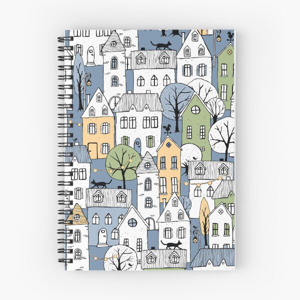 Item preview, handdrawn little town - muted blue designed and sold by kobyakov.