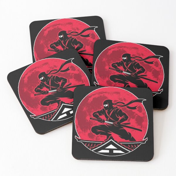 Item preview, Rooftop Ninja Shadow – Crimson Moon Shinobi Silhouette designed and sold by Ink Dynasty.