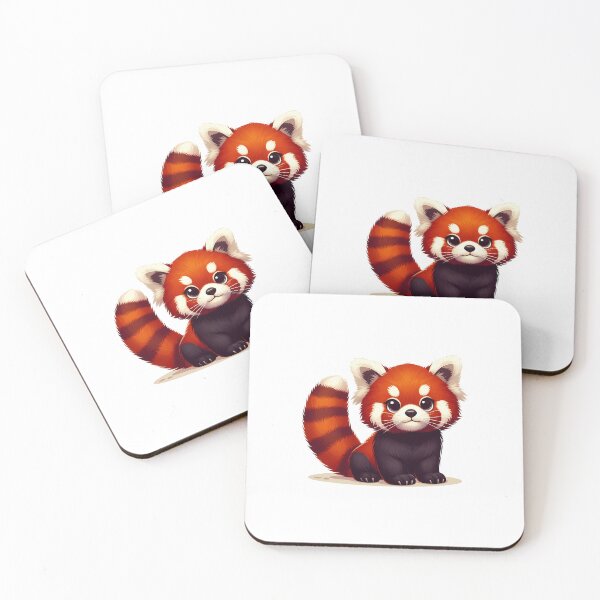Item preview, Cute cartoon red panda character with big eyes and a fluffy tail, sitting adorably. designed and sold by cave-canvas.