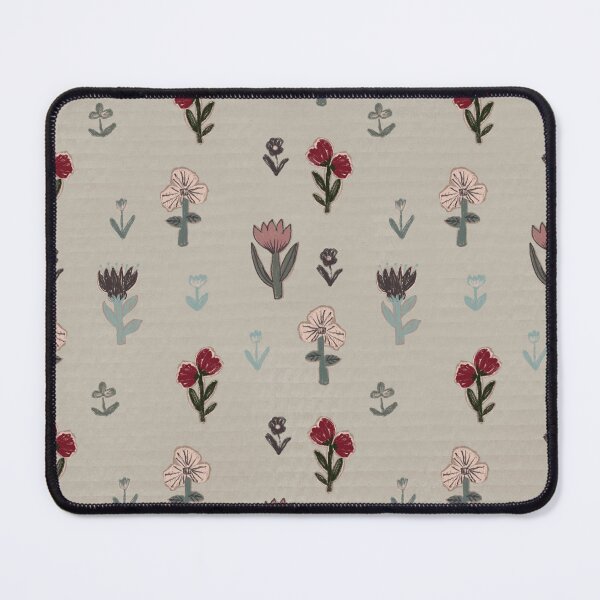 Item preview, Hand Drawn Naive Floral Pattern Beige Red Green designed and sold by artievarudzite.