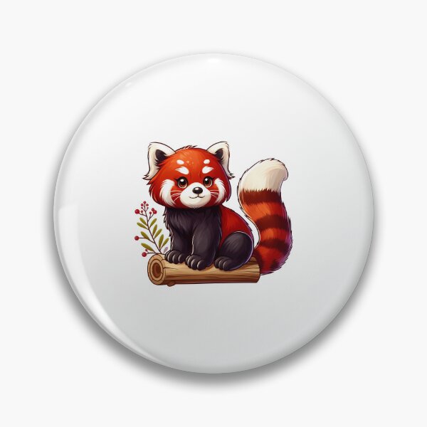 Item preview, Cute red panda character sitting on a log with a friendly expression and vibrant fur colors. designed and sold by cave-canvas.