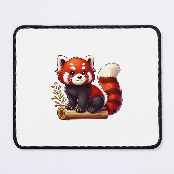 Item preview, Cute red panda character sitting on a log with a friendly expression and vibrant fur colors. designed and sold by cave-canvas.