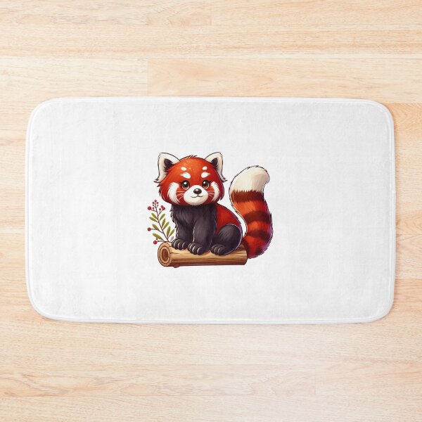 Item preview, Cute red panda character sitting on a log with a friendly expression and vibrant fur colors. designed and sold by cave-canvas.