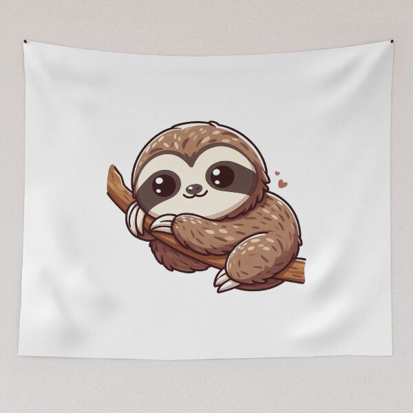 Item preview, Cute cartoon sloth relaxing on a branch with a joyful expression. designed and sold by cave-canvas.