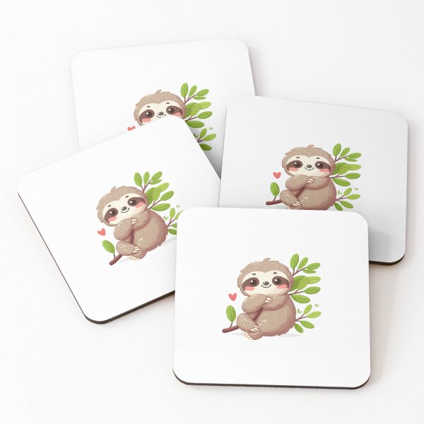 Item preview, Adorable cartoon sloth sitting on a branch, surrounded by green leaves, exuding a cheerful, loving vibe. designed and sold by cave-canvas.