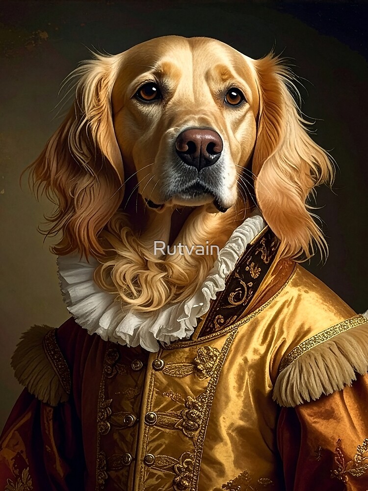 Thumbnail 3 of 3, Scarf, Royal Golden Retriever Renaissance Portrait designed and sold by Rutvain.