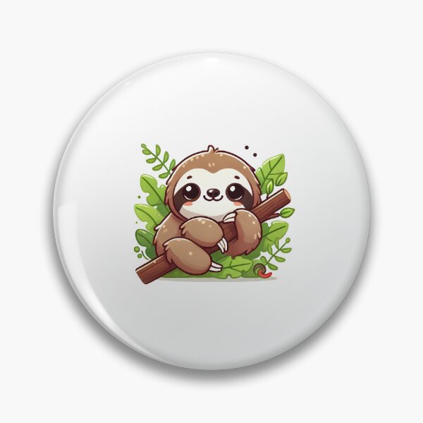 Item preview, A cute cartoon sloth clings to a branch surrounded by vibrant green leaves. designed and sold by cave-canvas.