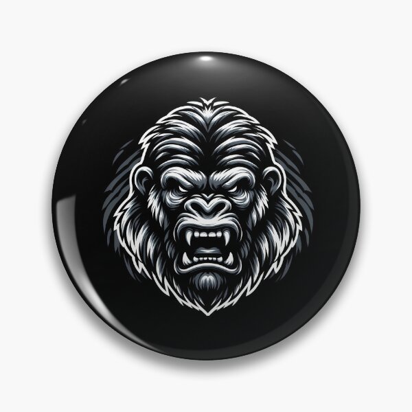 Item preview, Intense gorilla illustration with fierce expression in monochrome, showcasing detailed features. designed and sold by beast-net.