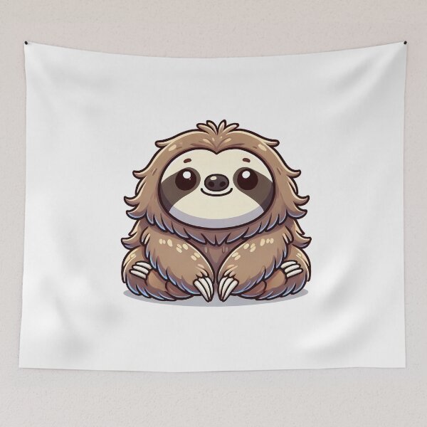 Item preview, Cute cartoon sloth with a friendly expression and fluffy fur, perfect for children's illustrations. designed and sold by cave-canvas.