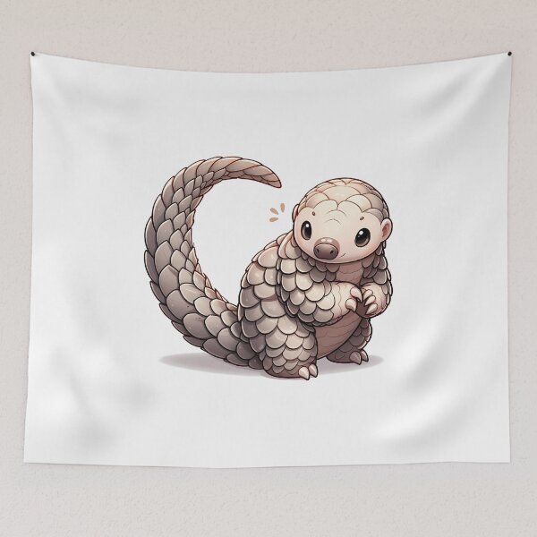 Item preview, Adorable cartoon pangolin with a curly tail and a playful expression designed and sold by cave-canvas.