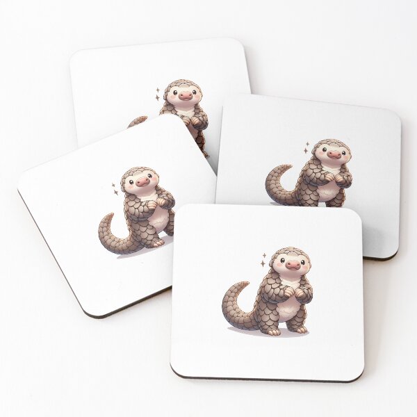 Item preview, Cute cartoon pangolin character with sparkling eyes, standing in an animated pose. designed and sold by cave-canvas.