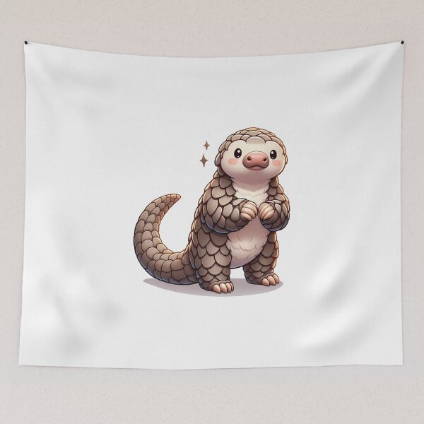Item preview, Cute cartoon pangolin character with sparkling eyes, standing in an animated pose. designed and sold by cave-canvas.