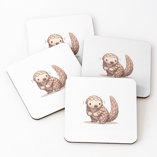 Item preview, Cute cartoon pangolin standing with curious expression and oversized tail, showcasing its unique scales. designed and sold by cave-canvas.