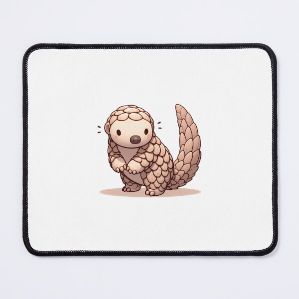 Item preview, Cute cartoon pangolin standing with curious expression and oversized tail, showcasing its unique scales. designed and sold by cave-canvas.