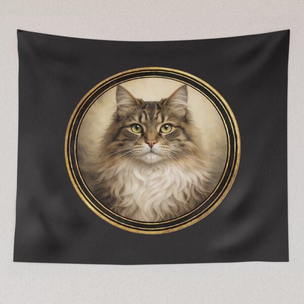 Item preview, Norwegian Forest Majesty – Realistic Cat Circle Art designed and sold by TheJoyfulPen.