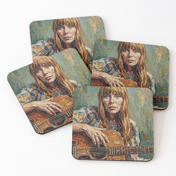 Item preview, The Laurel Canyon Muse – Joni Mitchell Expressive Oil Portrait designed and sold by Art's Diner.