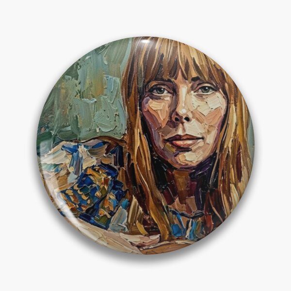 Item preview, The Laurel Canyon Muse – Joni Mitchell Expressive Oil Portrait designed and sold by Art's Diner.
