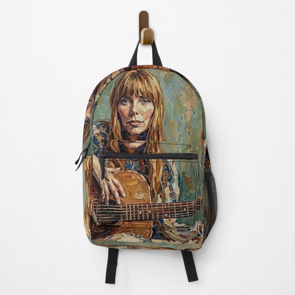 Item preview, The Laurel Canyon Muse – Joni Mitchell Expressive Oil Portrait designed and sold by Art's Diner.