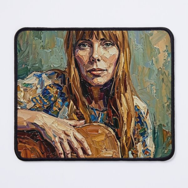Item preview, The Laurel Canyon Muse – Joni Mitchell Expressive Oil Portrait designed and sold by Art's Diner.