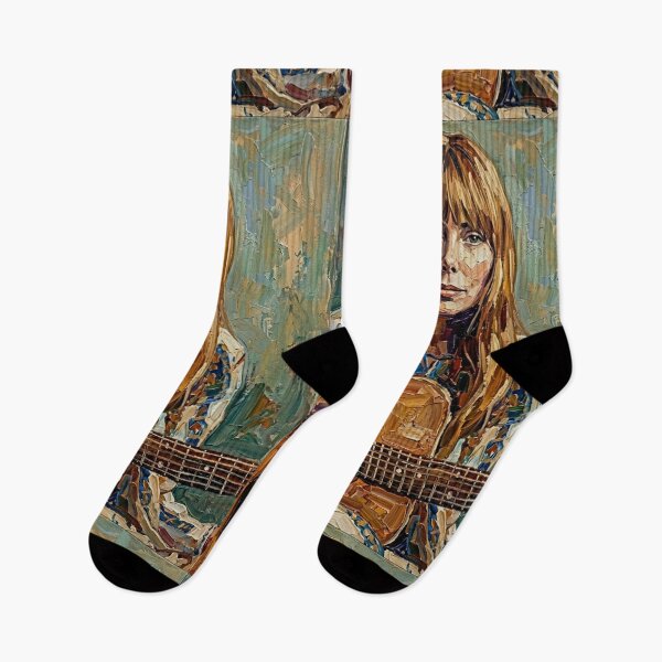 Item preview, The Laurel Canyon Muse – Joni Mitchell Expressive Oil Portrait designed and sold by Art's Diner.