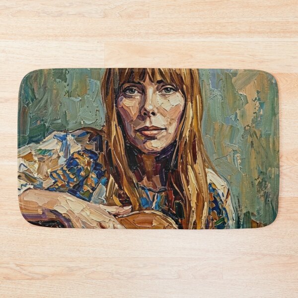 Item preview, The Laurel Canyon Muse – Joni Mitchell Expressive Oil Portrait designed and sold by Art's Diner.