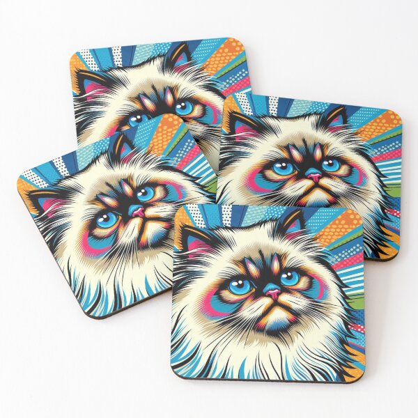 Item preview, Pop Art  himalayan Cat – Psychedelic Burst Emblem designed and sold by Dogandesighn.
