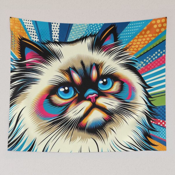 Item preview, Pop Art  himalayan Cat – Psychedelic Burst Emblem designed and sold by Dogandesighn.