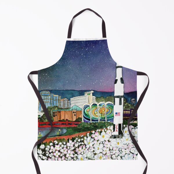 Item preview, Huntsville Alabama Skyline Watercolor | Saturn V Rocket Art | Space City Night Landscape designed and sold by lexieaustinart.