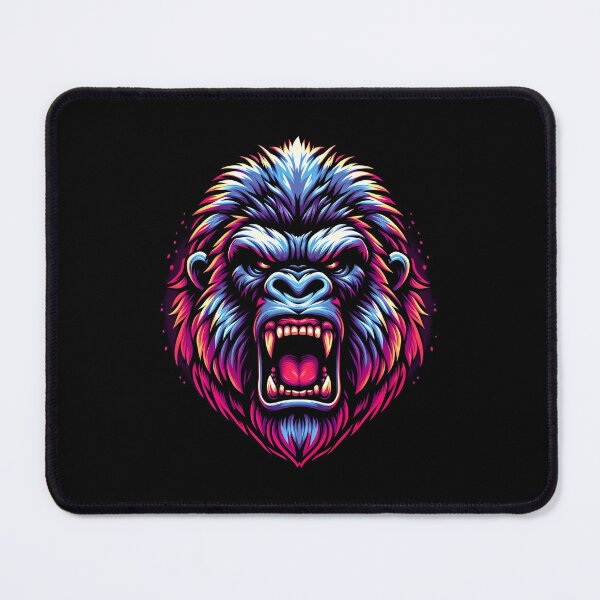 Item preview, Vibrant and detailed illustration of a roaring gorilla head, showcasing its fierce expression and colorful mane. designed and sold by beast-net.