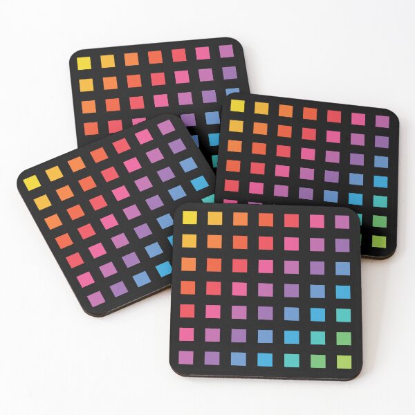 Item preview, Rainbow Gradient Tile Pattern on Black designed and sold by runningwithfoxes.