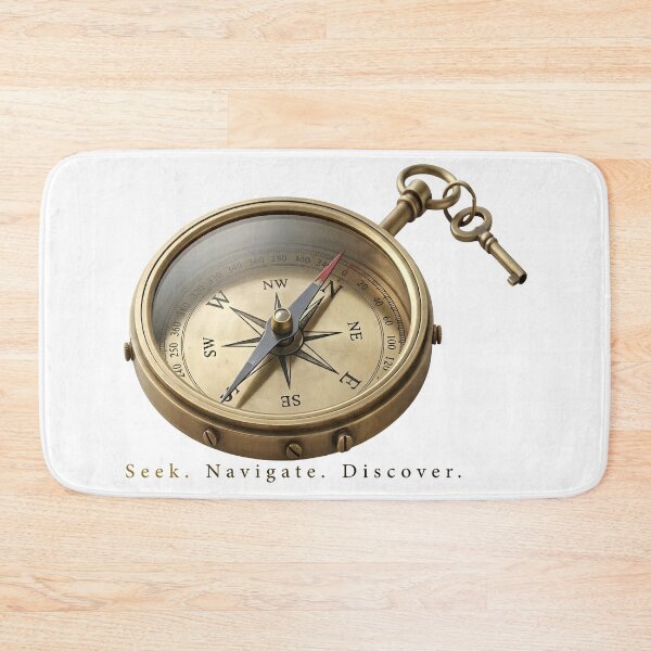 Item preview, Vintage Compass & Key - Seek Navigate Discover Adventure designed and sold by AmazingEG.