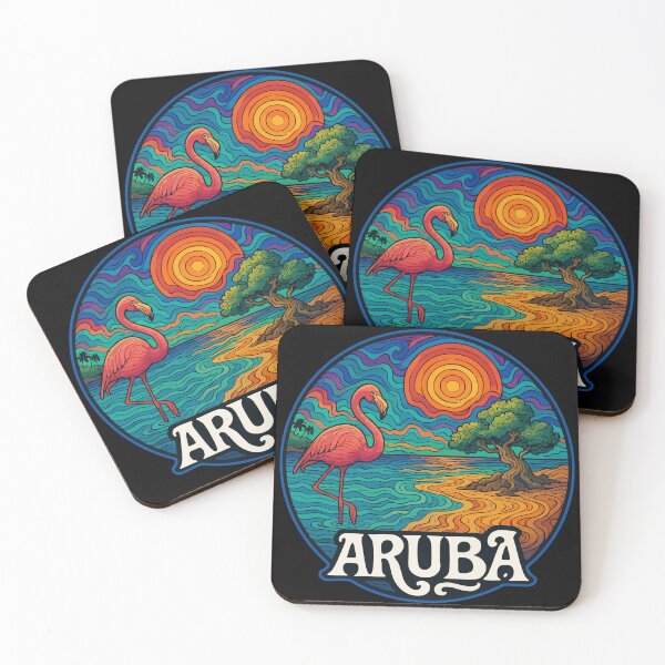 Item preview, Aruba Island Flamingo Trippy Art Travel designed and sold by TomFrontierArt.