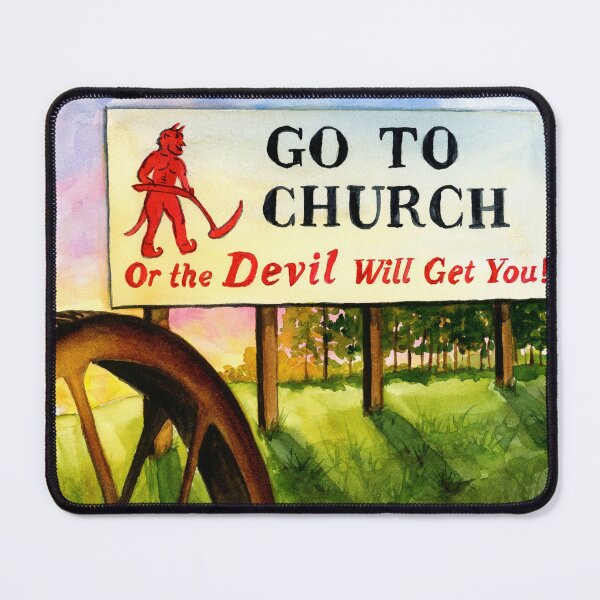 Item preview, Go to Church or the Devil Will Get You Sign | Prattville Alabama Vintage Watercolor designed and sold by lexieaustinart.