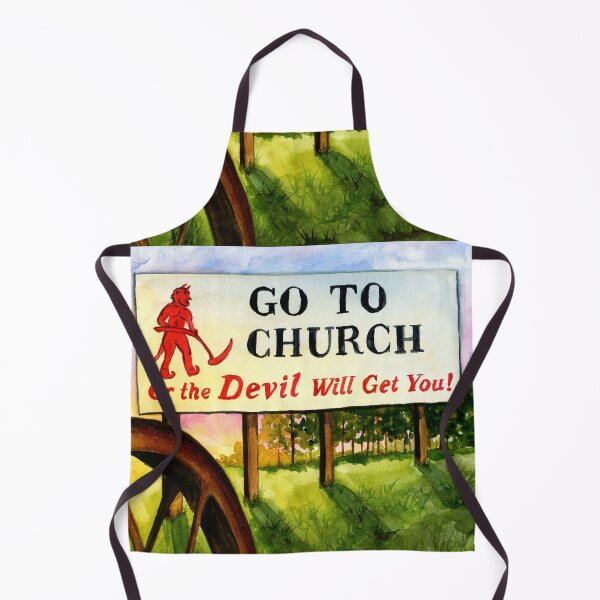 Item preview, Go to Church or the Devil Will Get You Sign | Prattville Alabama Vintage Watercolor designed and sold by lexieaustinart.