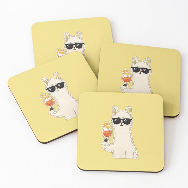 Item preview, Cool Alpaca in Sunglasses Holding Spritz – Minimal Happy Hour Cartoon designed and sold by Beachy Beasts.