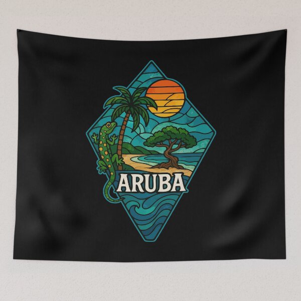 Item preview, Aruba Island Gecko Stained Glass Travel designed and sold by TomFrontierArt.
