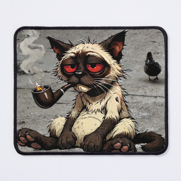 Item preview, A caricature of a very tired Siamese cat smoking a pipe! designed and sold by Alan-David.