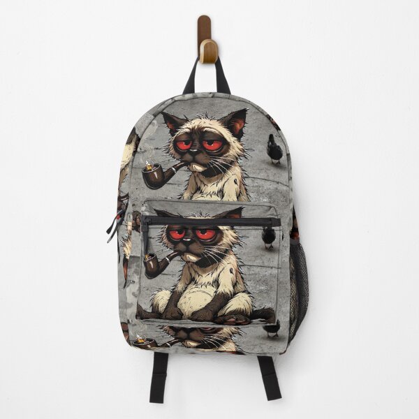Item preview, A caricature of a very tired Siamese cat smoking a pipe! designed and sold by Alan-David.
